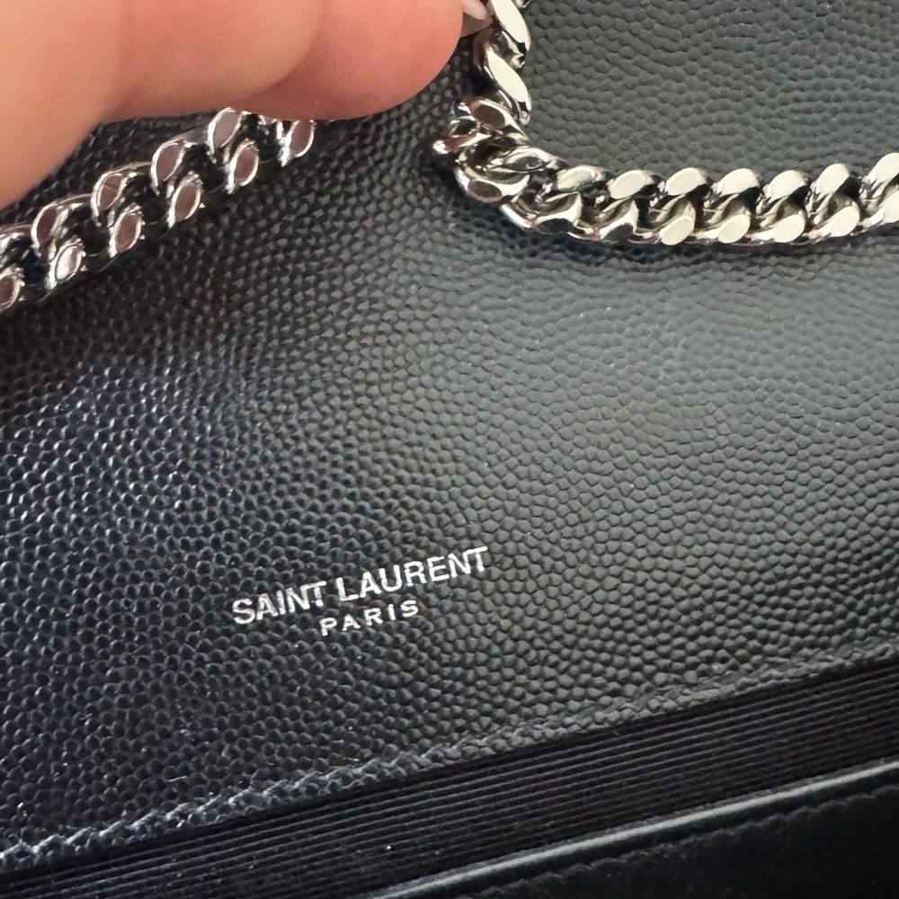 Saint Laurent Black Clutch with Silver Chain - Picture 7 of 11